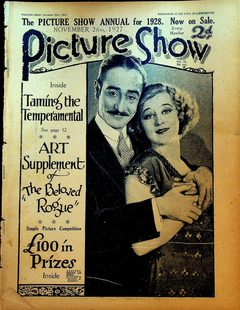 Picture Show Magazine November 26 1927 Adolphe Menjou Greta Nibben0