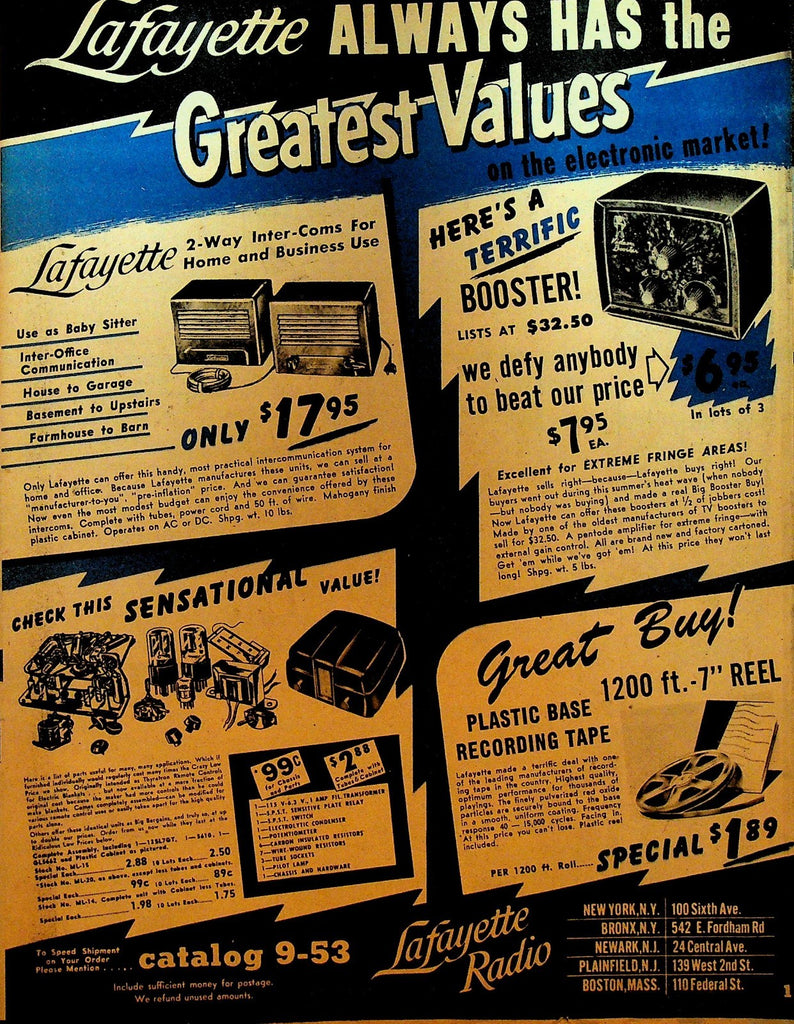 Lafayette Catalog 9-53 1953 Antennas Record Players Amplifiers Receivers0