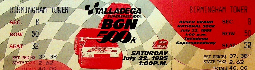 BGN 500 NASCAR Ticket July 22 1995 Talladega Superspeedway0