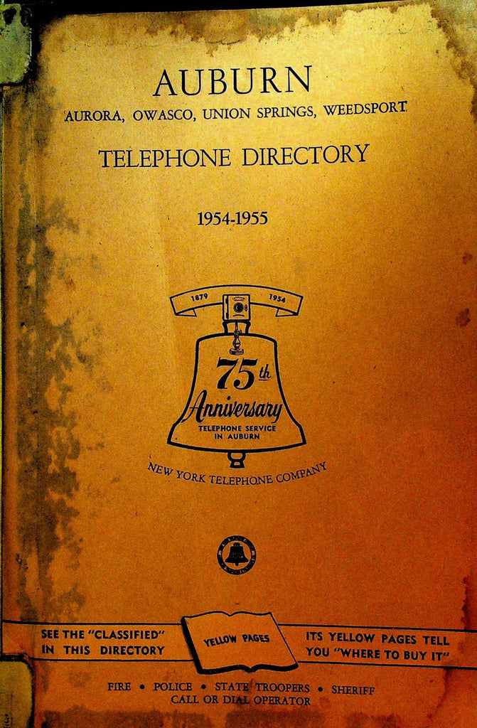 Auburn NY Telephone Directory 1954 Aurora Owasco Weedsport Union Springs0