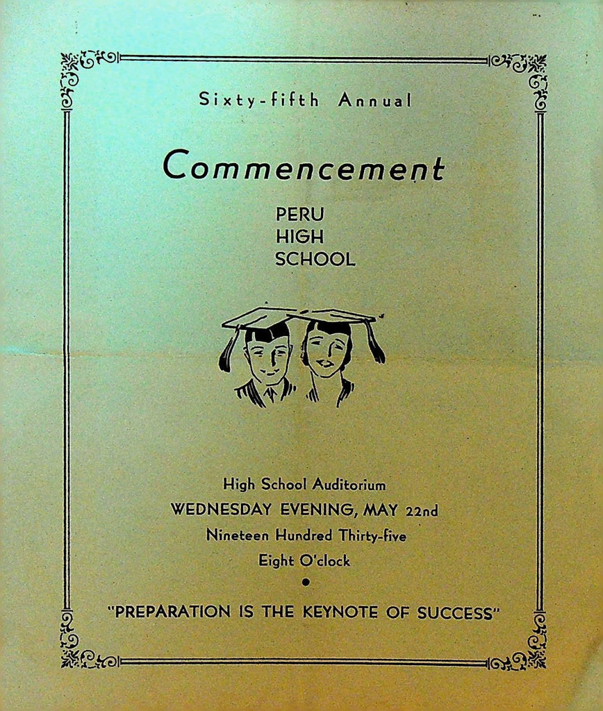 Peru High School Indiana Commencement Program 19350