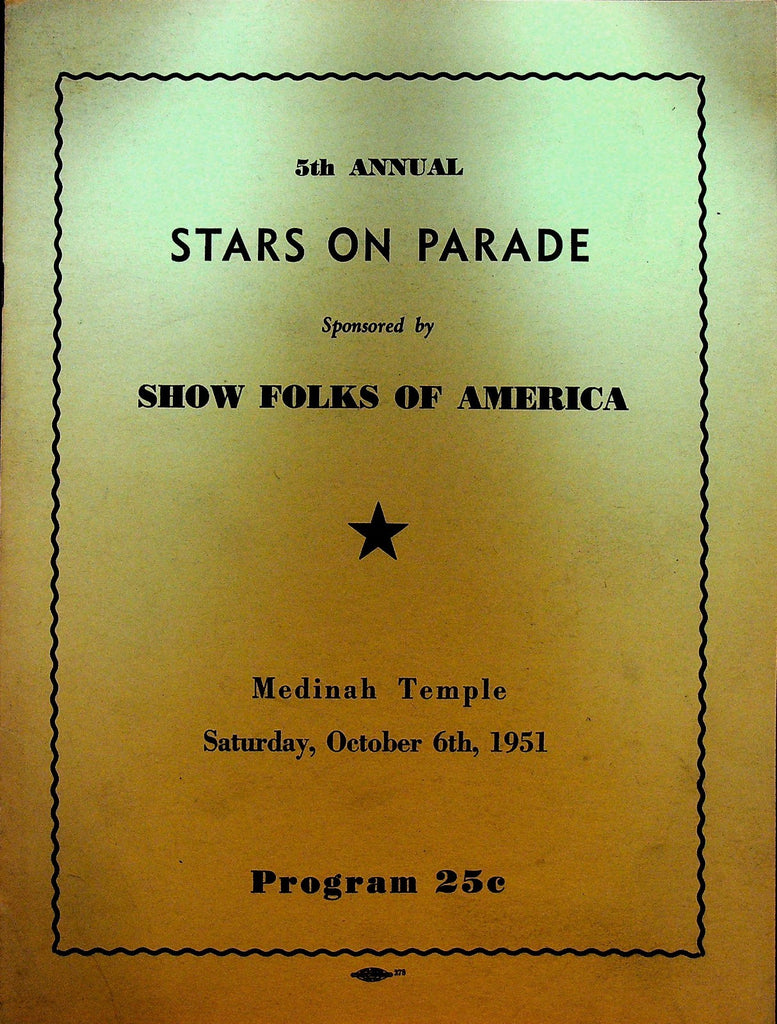 Stars on Parade Program 1951 Gene Shelton Lou Breese Joe McKenna Demar & Denise0