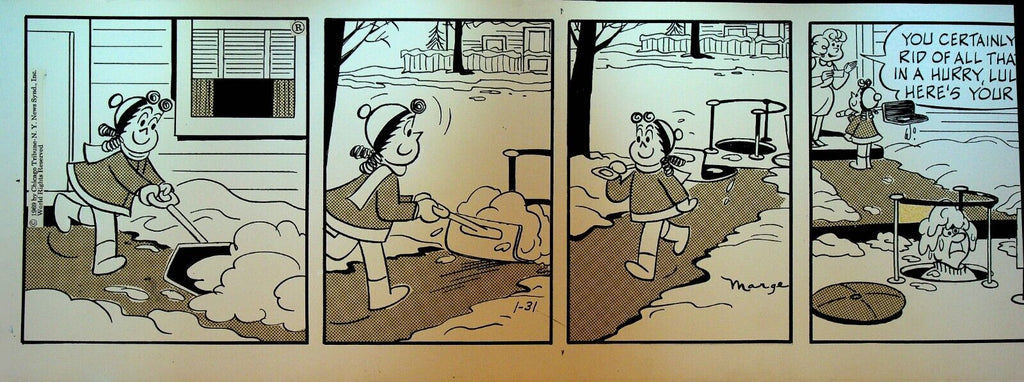 Little Lulu Original Comic Strip Art Roger Armstrong January 31 1969 Shovel Snow