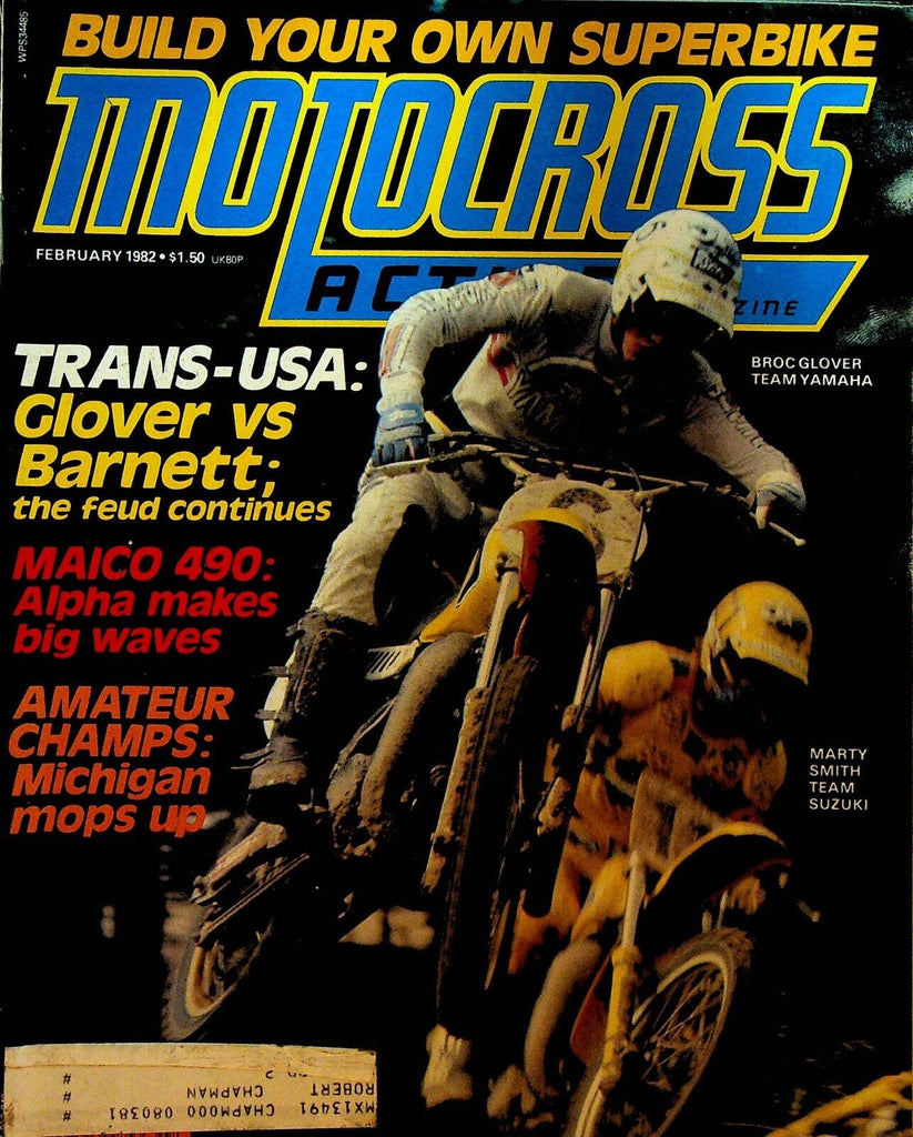 Motocross Action Magazine February 1982 Broc Glover Marty Smith Gary Jones