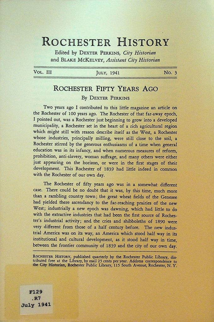 Rochester NY History July 1941 Rochester Fifty Years Ago 18910