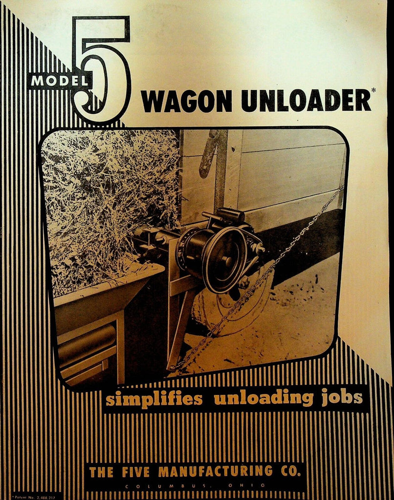 Model 5 Wagon Unloader Brochure Five Manufacturing Columbus Ohio 1950s