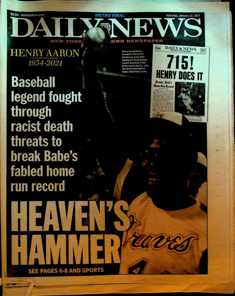 New York Daily News January 23 2021 Henry Hank Aaron Passing0