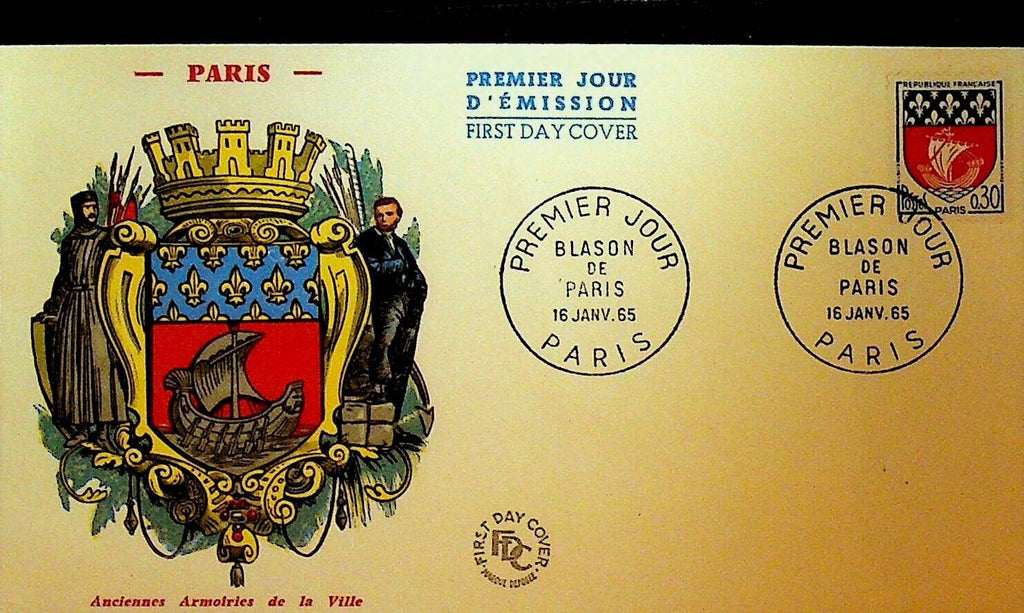 Paris Coat of Arms France First Day Cover January 16 1965