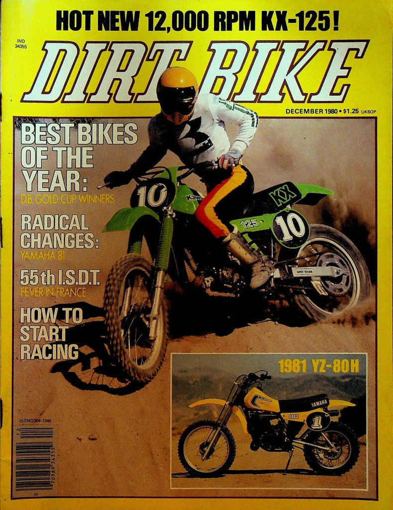 Dirt Bike Magazine December 1980 Kawasaki KX125A7 Can-Am Yamaha YZ80
