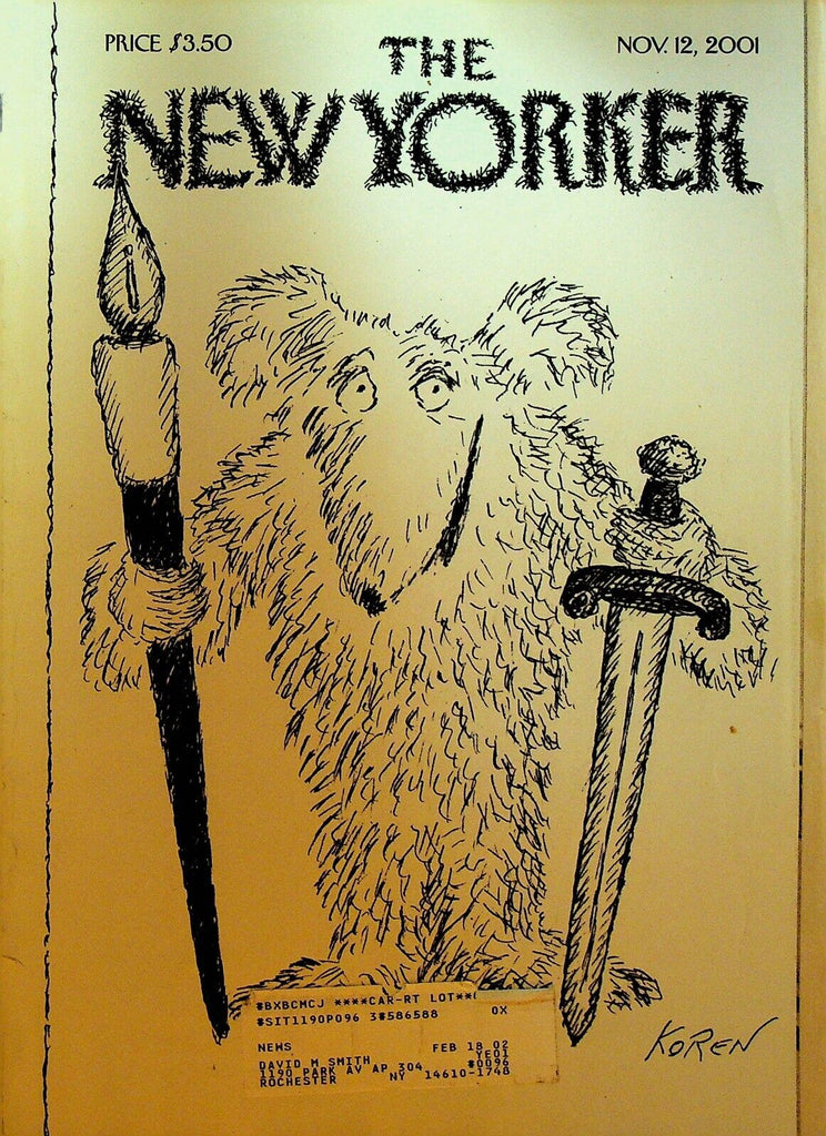 New Yorker November 12 2001 Cartoon Issue Edward Koren Renee Fleming