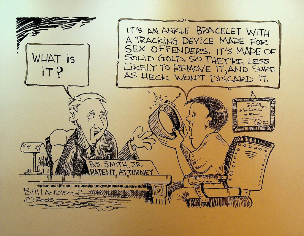 Bill Landis Original Cartoon Art The Villages Daily Sun 2005 Ankle Bracelet