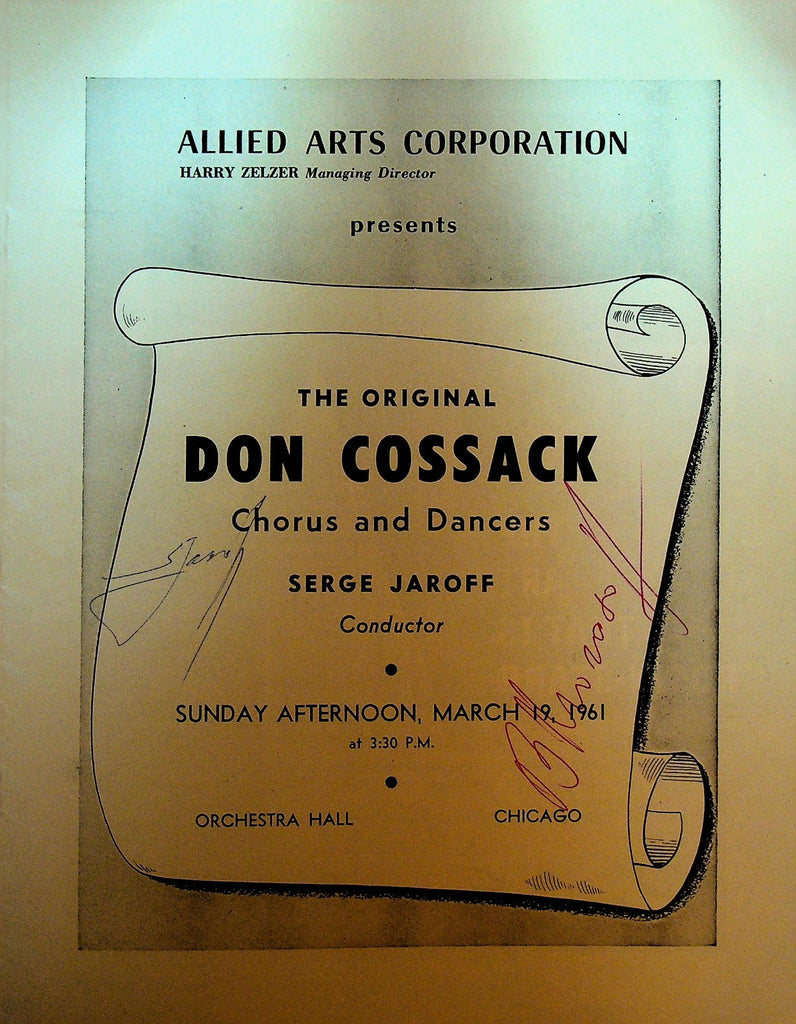 Serge Jaroff Boris Morosoff Autographed Concert Program March 1961 Don Cossack0
