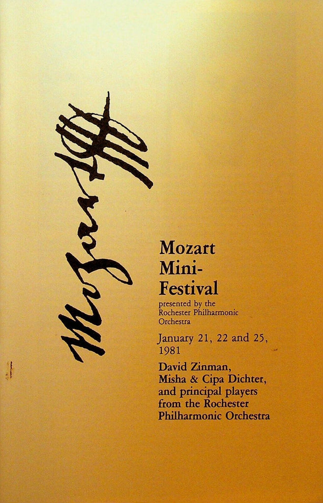 Mozart Mini Festival Program Rochester Philharmonic Orchestra January 1981