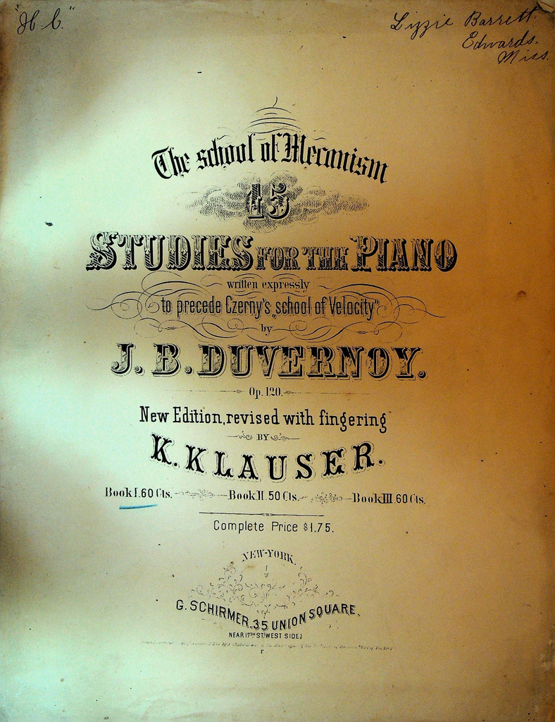 The School of Mecanism Sheet Music 1874 JB Duvernoy Studies for the Piano0