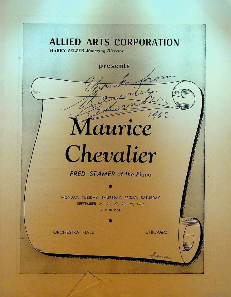 Maurice Chevalier Autographed Concert Program September 1962 Chicago0