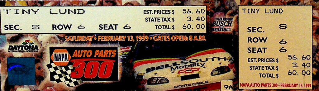 NAPA Auto Parts 300 Auto Race Ticket February 13 1999 Tiny Lund0