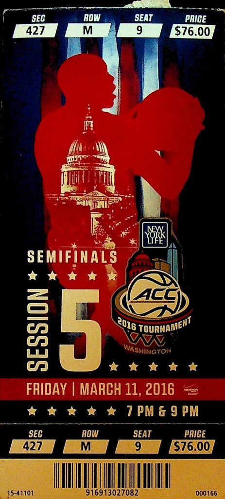 ACC Basketball Tournament Semi Finals Ticket March 11 2016 Session 50