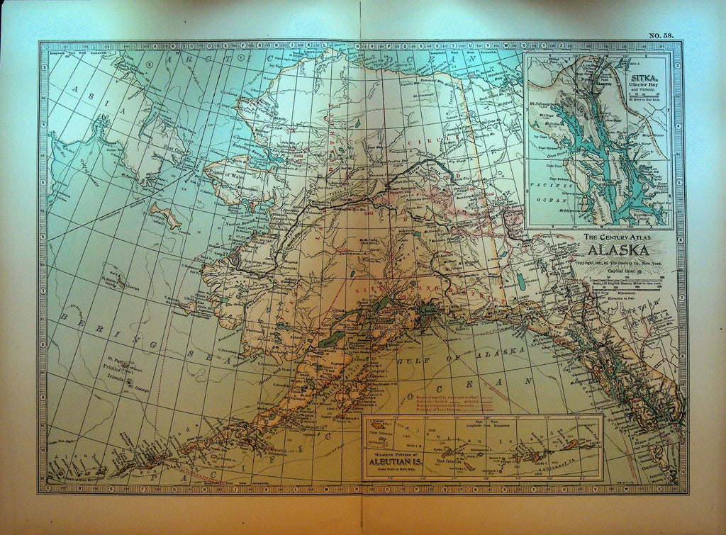 Alaska Map 1897 Century Company 12 1/4 x 170