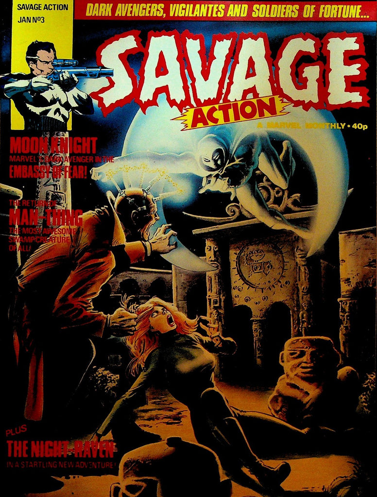 Savage Action 3 Marvel UK January 1981 Moon Knight Man-Thing Night Raven0