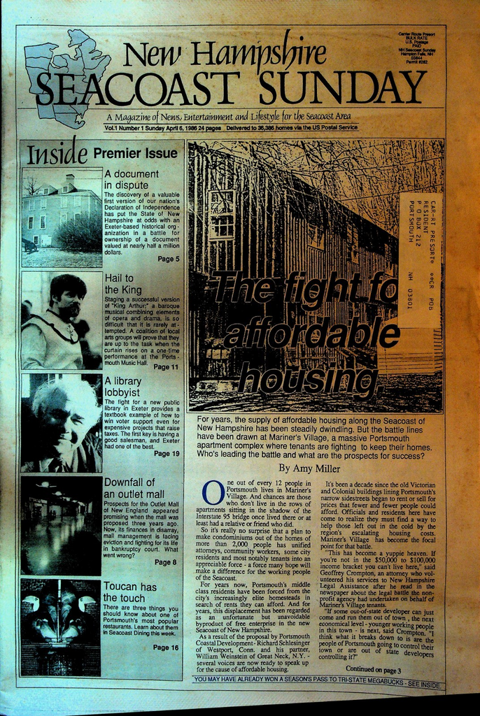 New Hampshire Seacoast Sunday April 6 1986 FIRST ISSUE Portsmouth0