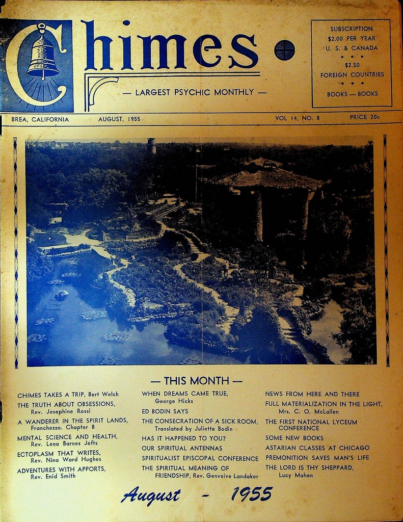 Chimes Magazine Psychic August 1955 Nina Ward Hughes Josephine Rossi Bert Welch