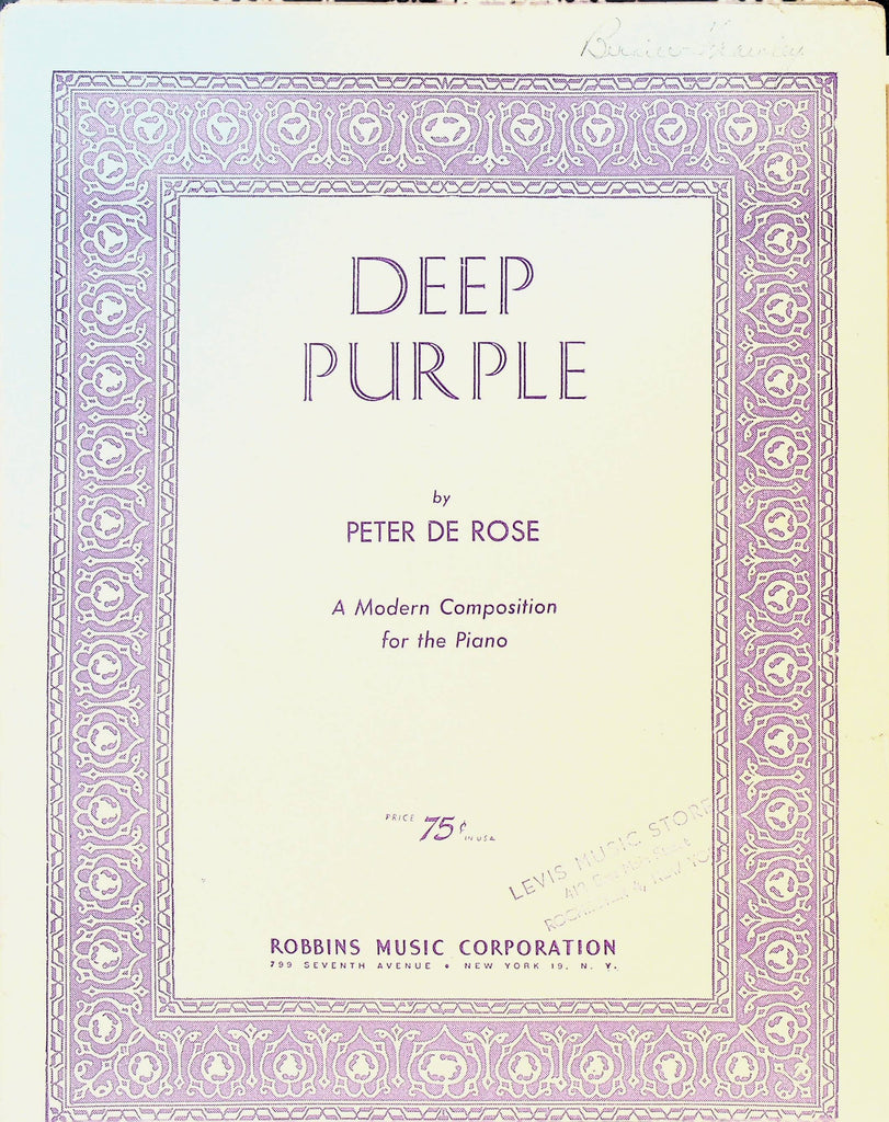 Deep Purple by Peter De Rose Sheet Music