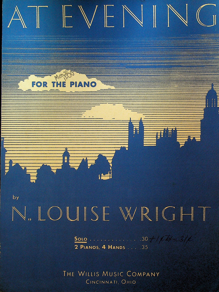 At Evening Sheet Music by N Louise Wright Piano Solo