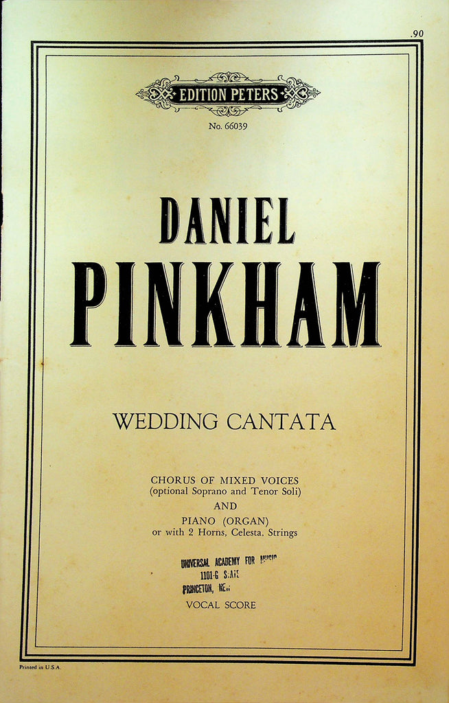 Wedding Cantana Daniel Pinkham Sheet Music