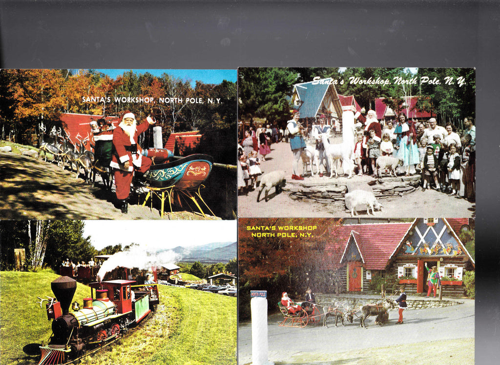 Santa's Workshop North Pole NY 4 unused postcards & bag 1970s0