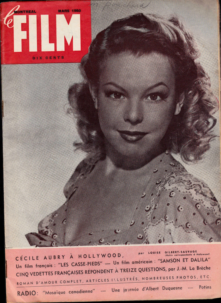 Le Film Montreal Magazine March 1950 Cecile Aubry Claudette Colbert Movies0