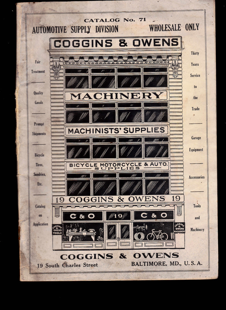Coggins & Owens Catalog 71  Auto Supply Division Machinists Supplies ASBESTOS0