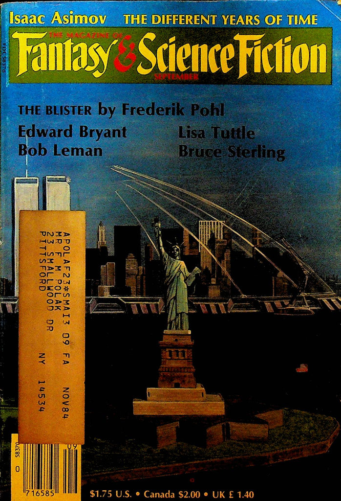 Magazine of Fantasy & Science Fiction September 1984