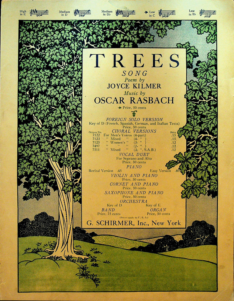 Trees Song Poem Sheet Music
