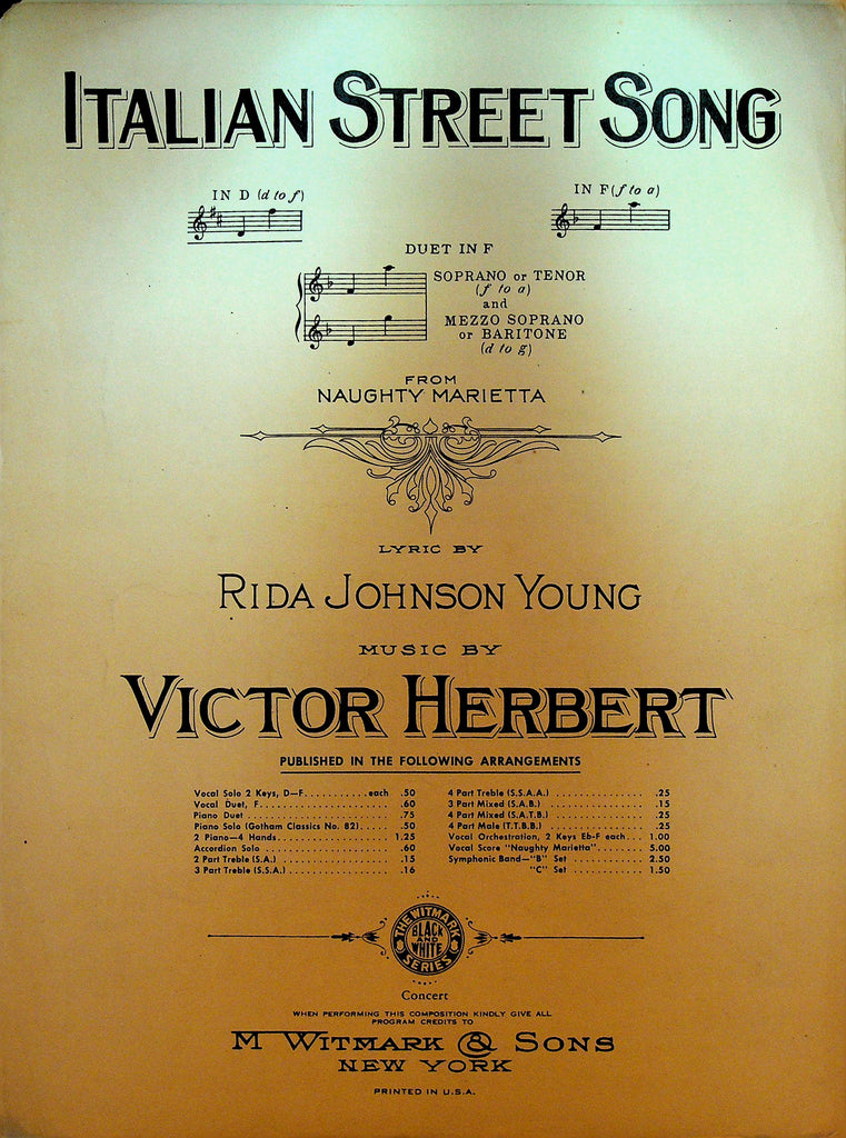 Italian Street Song Sheet Music