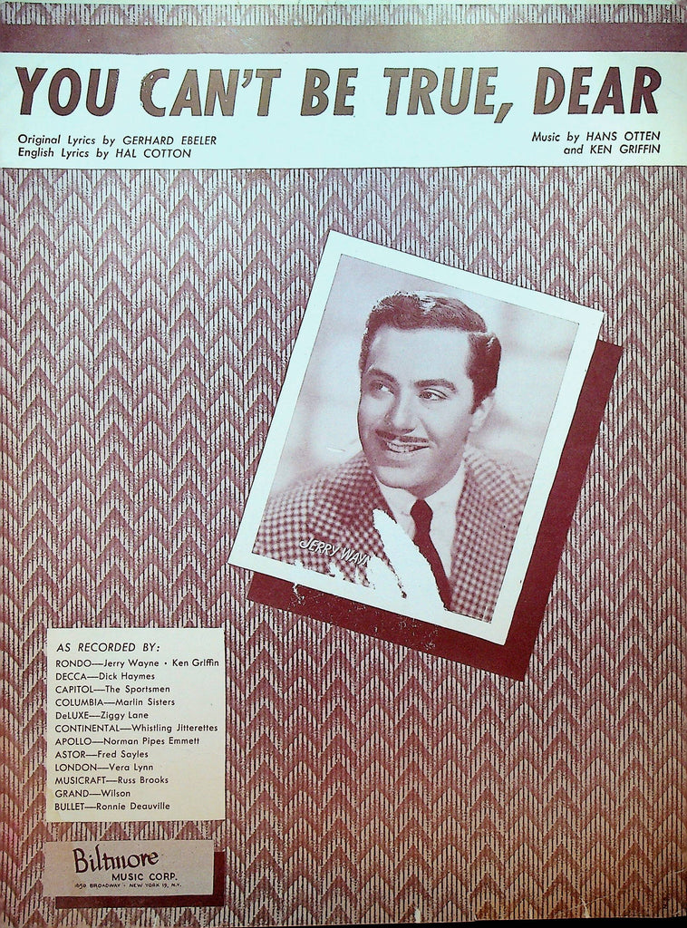 You Can't Be True Dear Sheet Music