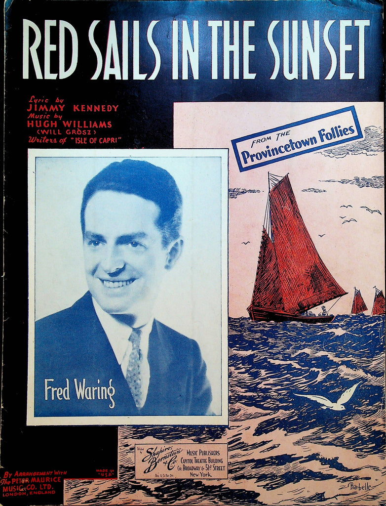 Red Sails in the Sunset Sheet Music Fred Waring 1935