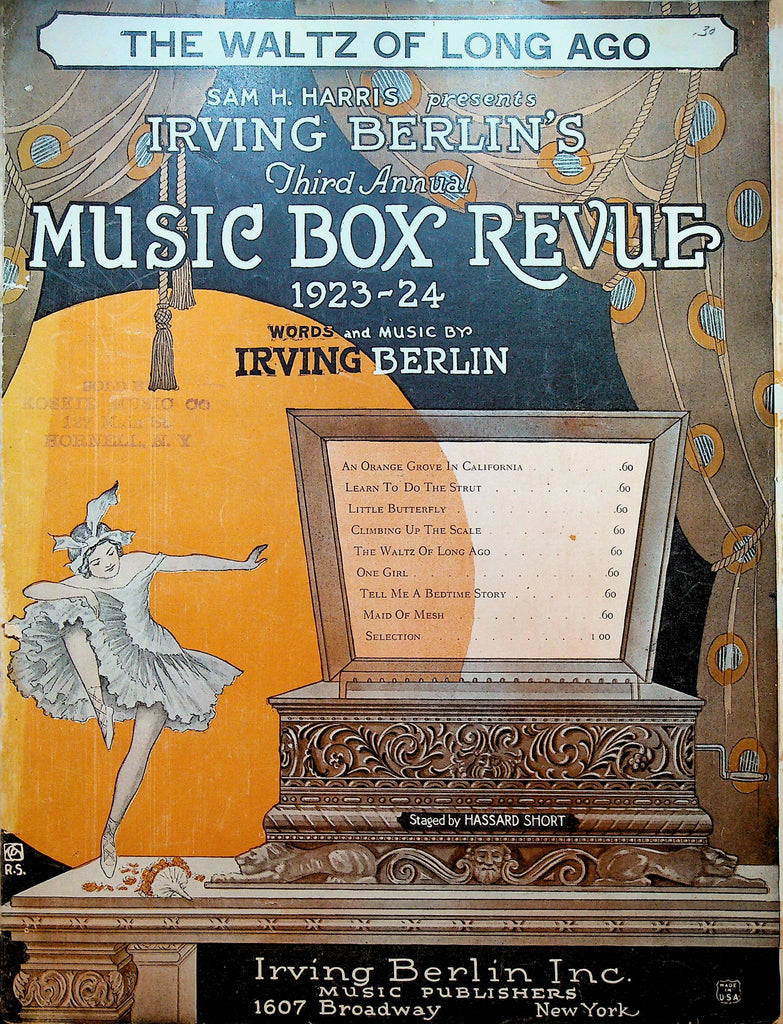 The Waltz of Long Ago Sheet Music Music Box Revue 1923 Irving Berlin