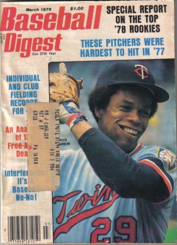 Baseball Digest March 1978 Rod Carew Twins