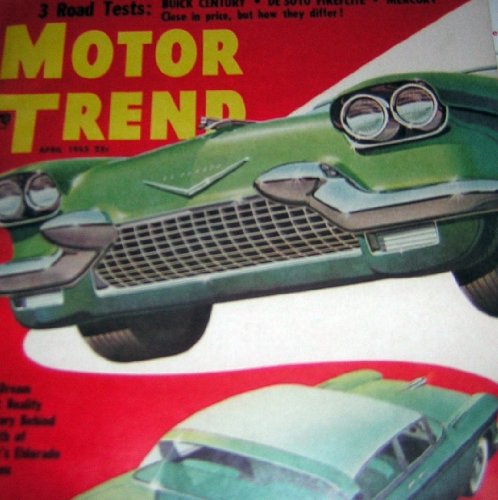 1955 55 April MOTOR TREND Magazine (Features: 1955 Mercury Custom, De Soto Firelite, & Buick Century Road Test)