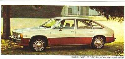 Chevrolet Citation 3 1/8 x 7 1/4" 1980 Hatchback Advertising card