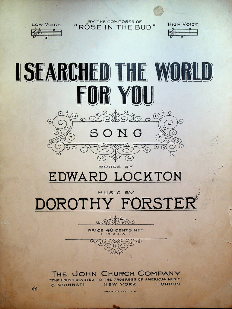 I Searched the World For You Sheet Music Edward Lockton 1925