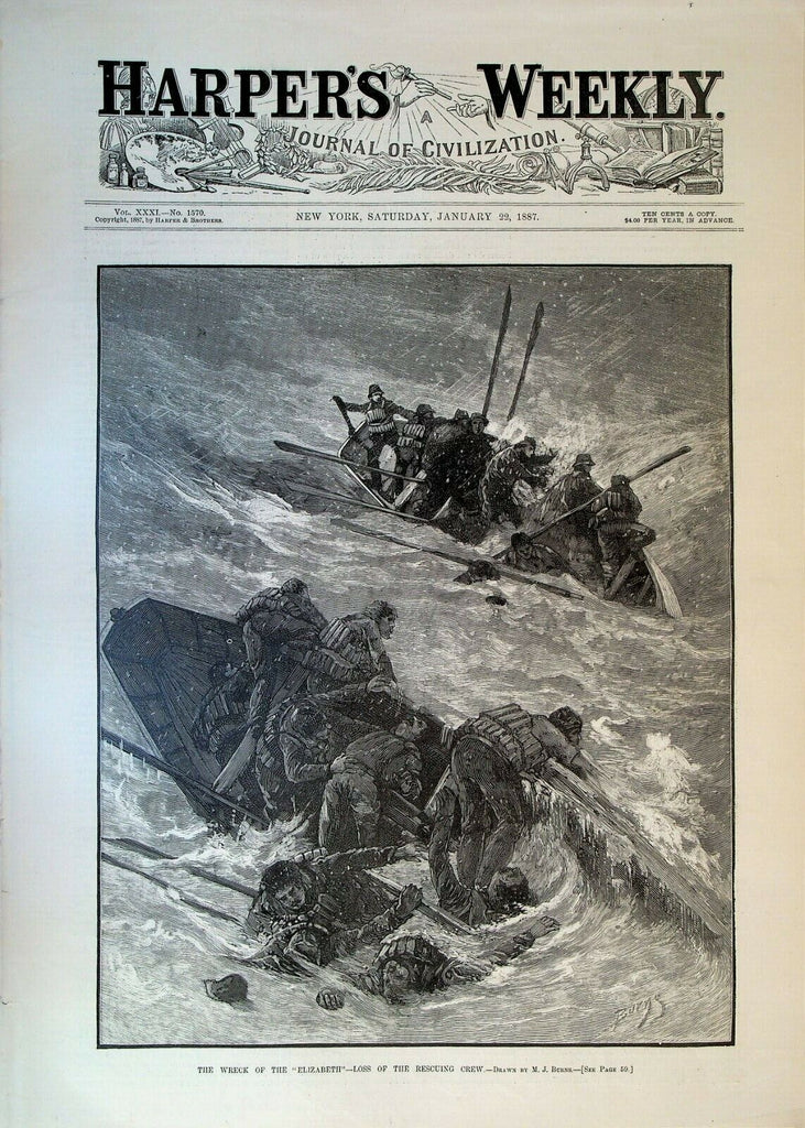 Harper's Weekly January 22 1887 Thomas Nast Bret Harte MJ Burns