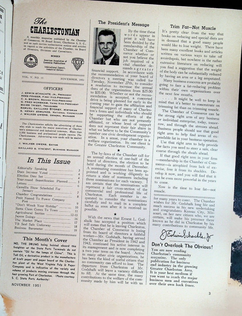 The Charlestonian Magazine November 1951 Charleston South Carolina