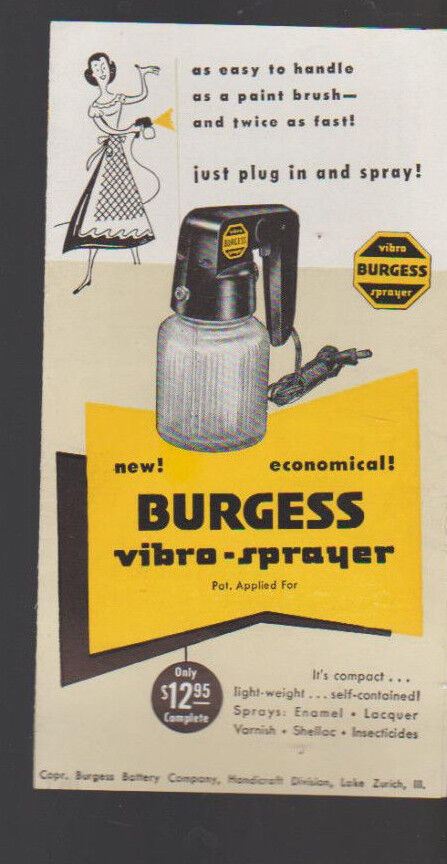 Burgess Vibra-Sprayer Ad Brochure 1950s Paint