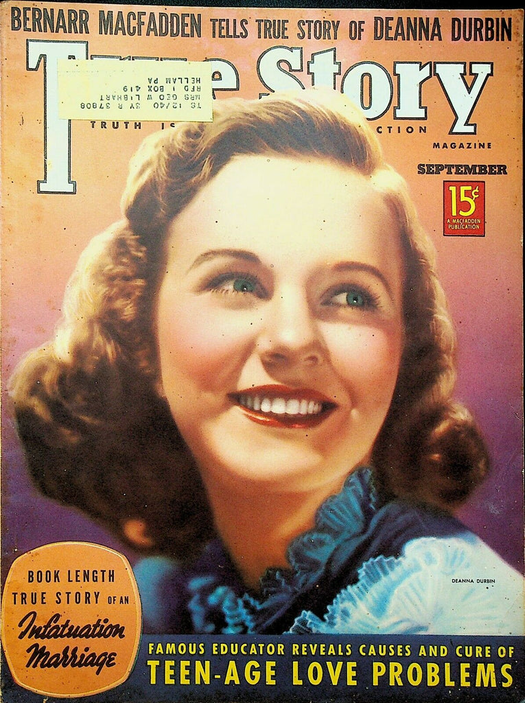 True Story Magazine September 1938 Deanna Durbin FDR Roosevelt Family