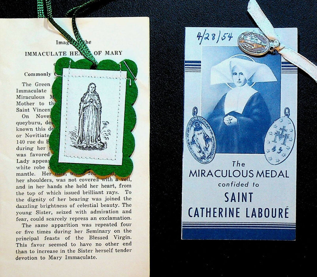 Green Scapular & Saint Catherine Laboure Miraculous Medal Lot