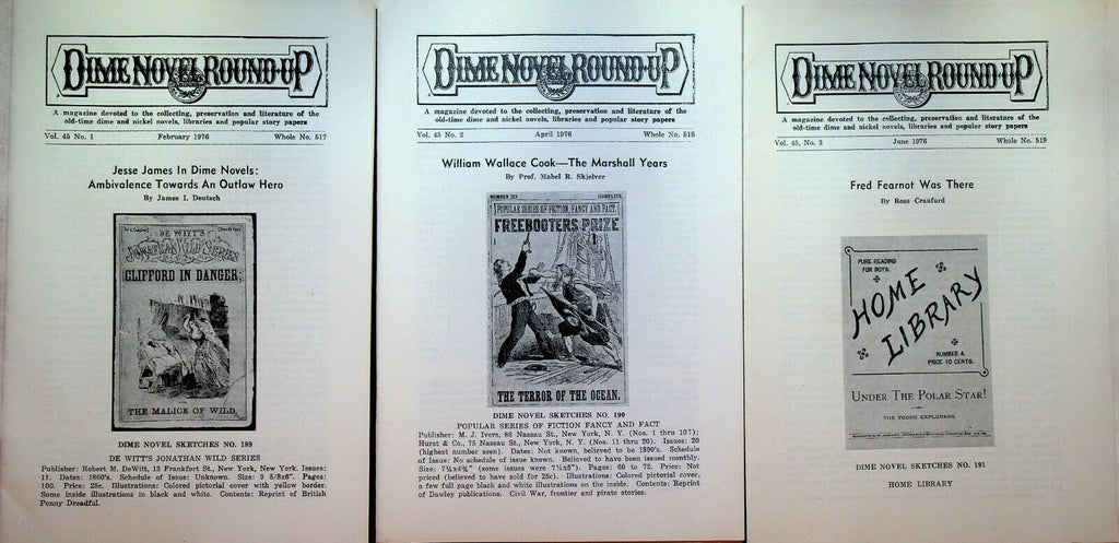 Dime Novel Round Up 1976 Lot of 6 Issues Tom Swift William Wallace Cook