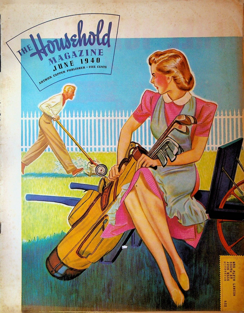 Household Magazine June 1940 Golf Lawn Mowing Blanche Seale Hunt John Holmgren