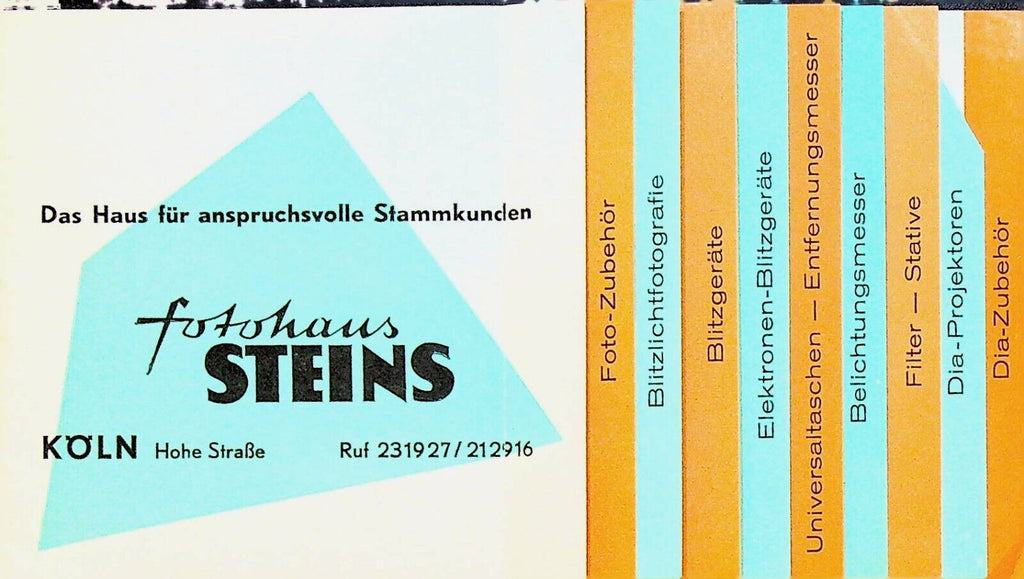 Fotohaus Steins Catalog Brochure 1950s Camera Photography Accessories