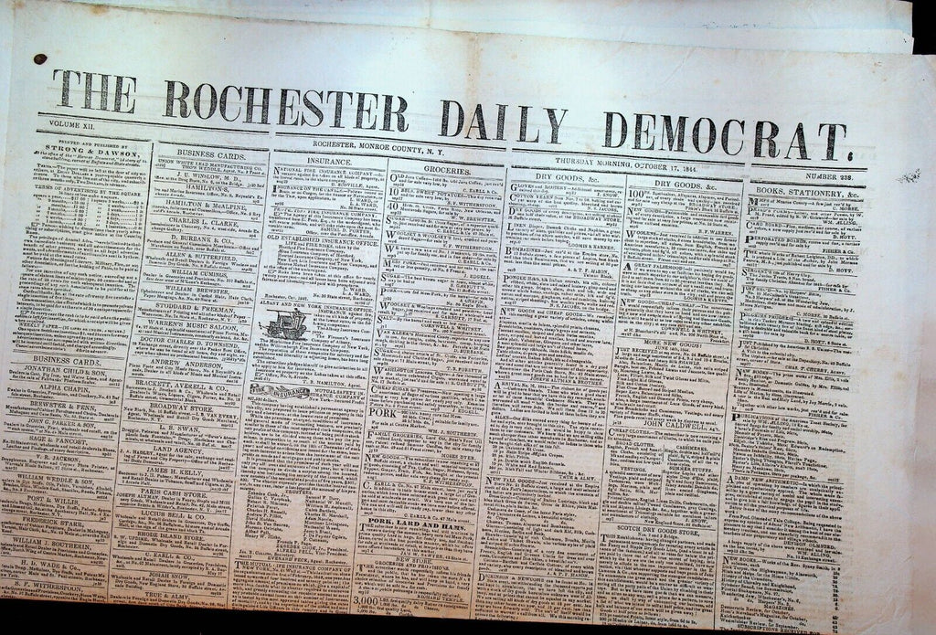 Rochester NY Daily Democrat Newspaper October 17 1844 Dorr Flurry